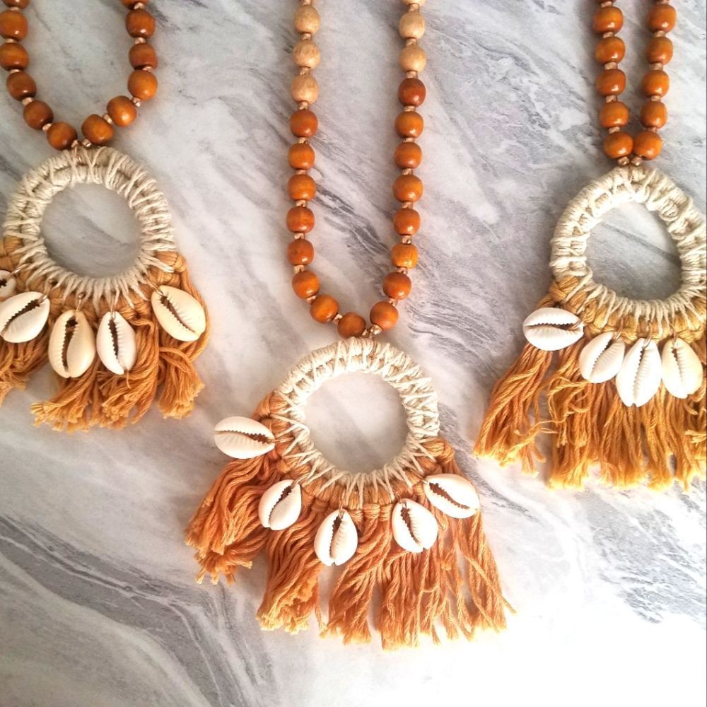 Final Price | Bundle of (3) Multicolor Shell Wood Beaded Necklaces | 20"